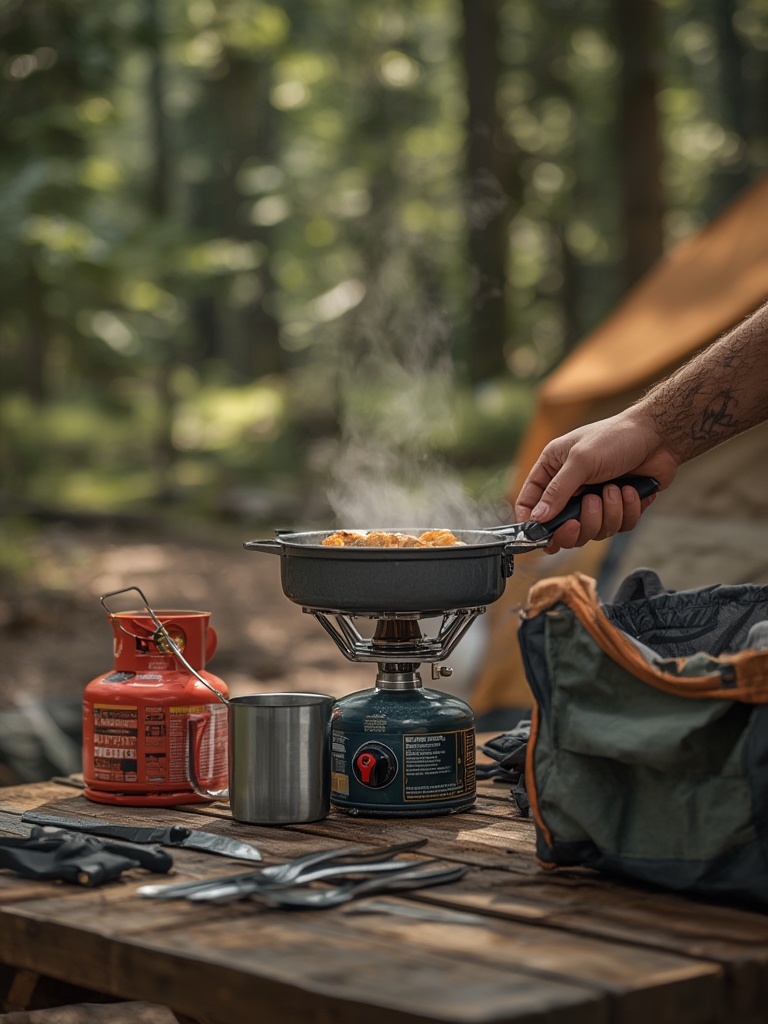 camping stove in action