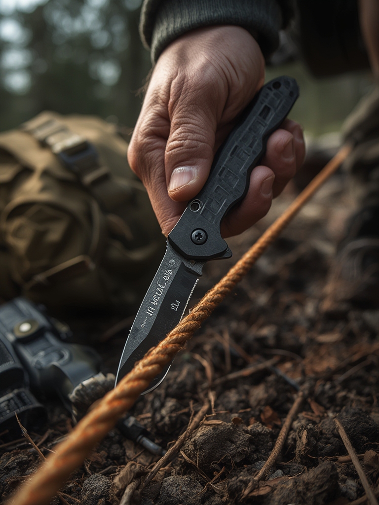 tactical knife in action