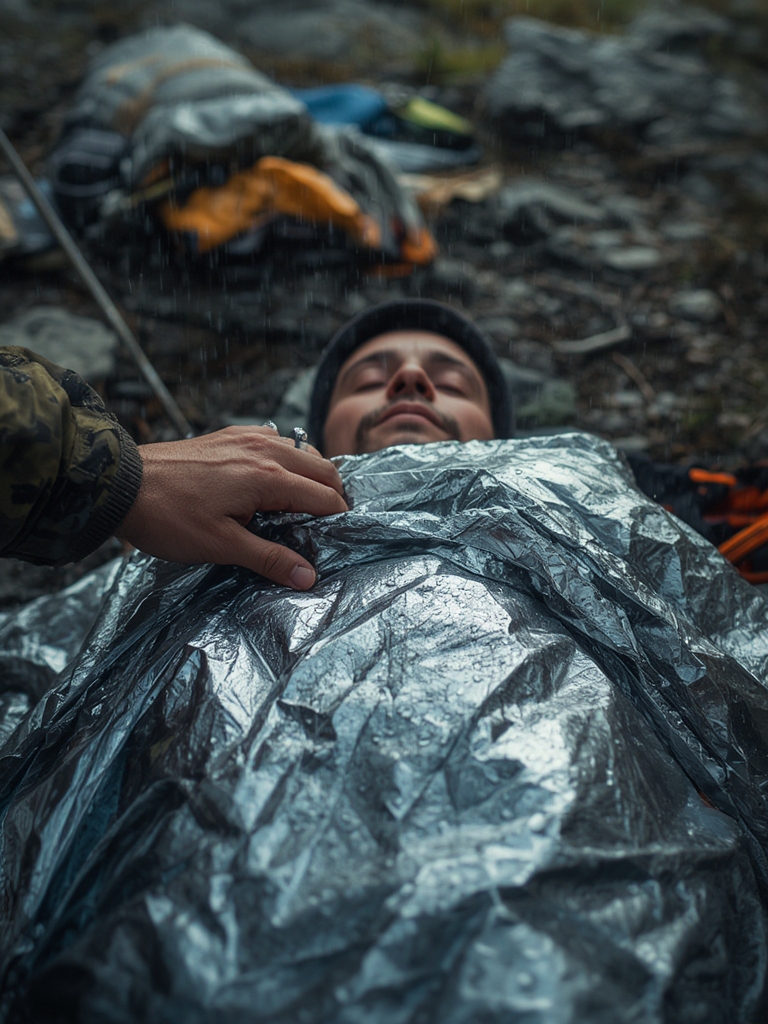 emergency blanket in action