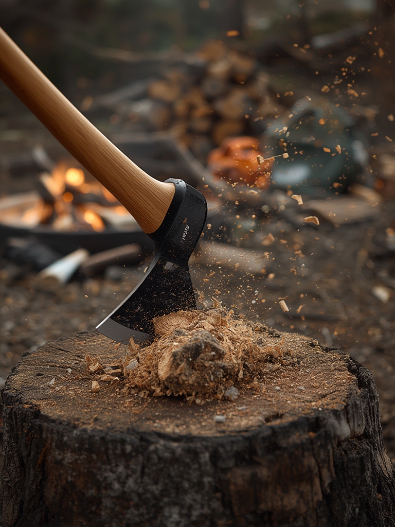 hatchet splitter in action