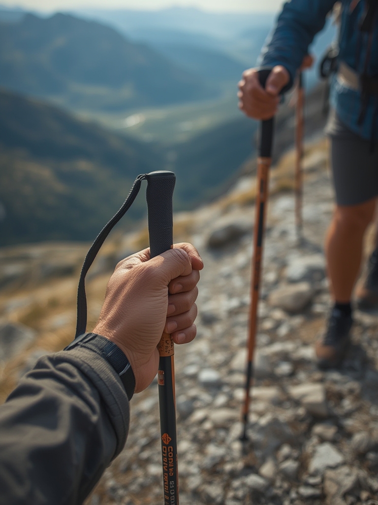 trekking poles in action